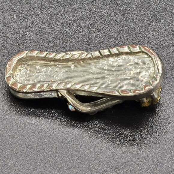 Miniature Rhinestone Flip-Flop Charm With Polka Dot Design & Black Accents JE401 - Picture 7 of 7